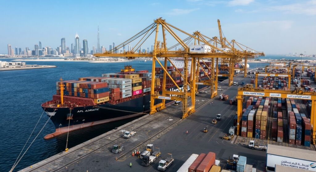Container port representing the UAE international trading network